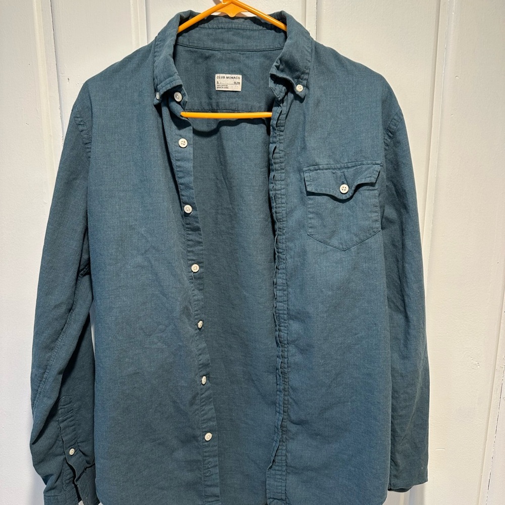 Club Monaco Blue Casual Button Down Shirt